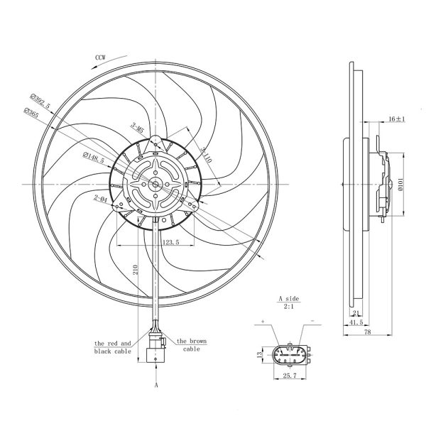 MOTOVENTILADOR VOLKSWAGEN JETTA 1.6 1.8 2.0 8ASPAS Ø MOTOR100MM HORARIO P240W ASPIRA Ø HELICE394MM SIN AIRE - Image 3